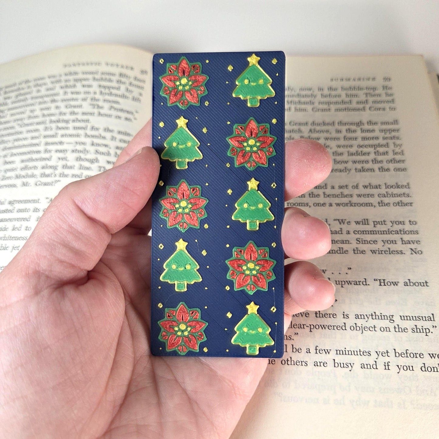 Christmas Tree & Poinsettia Holiday Bookmark