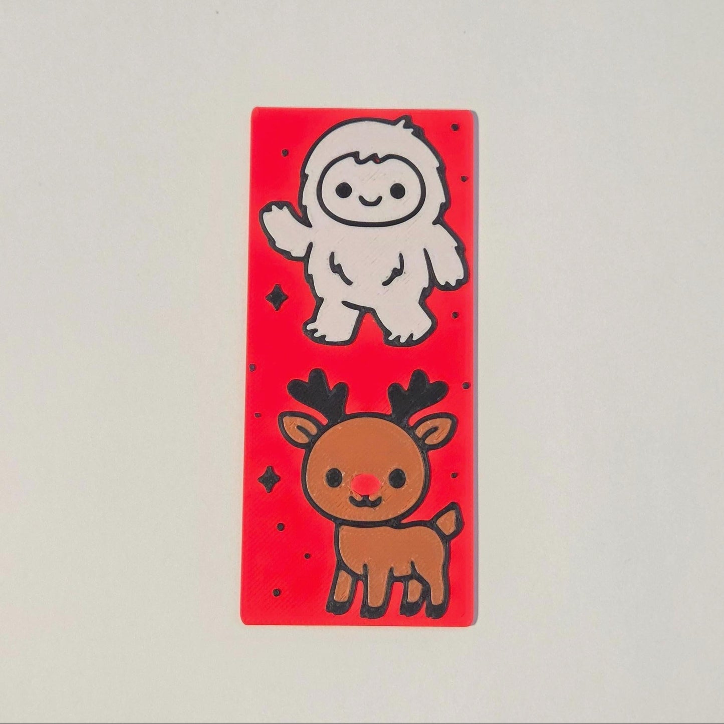 Reindeer & Yeti Christmas Bookmark
