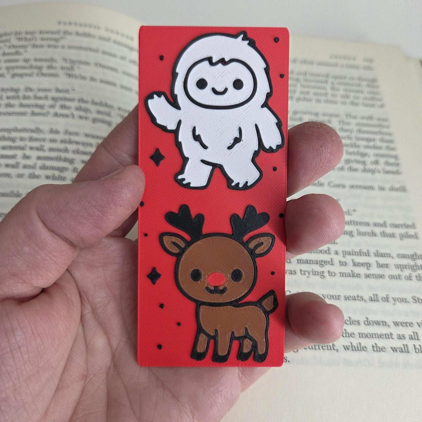 Reindeer & Yeti Christmas Bookmark